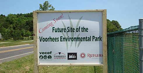 'Future Site of the Voorhees Environmental Park' sign.