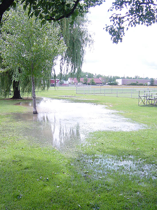 Photo: Flooding at Gunnell Oval, July 5, 2006.