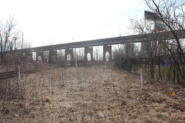 Photo: Train tracks and a bridge near Rudyk Park.
