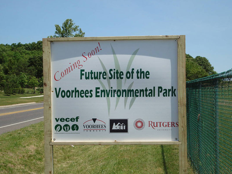 'Future Site of the Voorhees Environmental Park' sign.